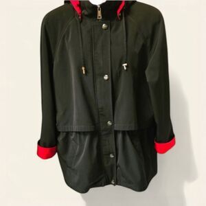 NAUTICA PLUS SIZE Maroon & Black Hooded Zip InLiner Waterproof Jacket Size 2X 3X